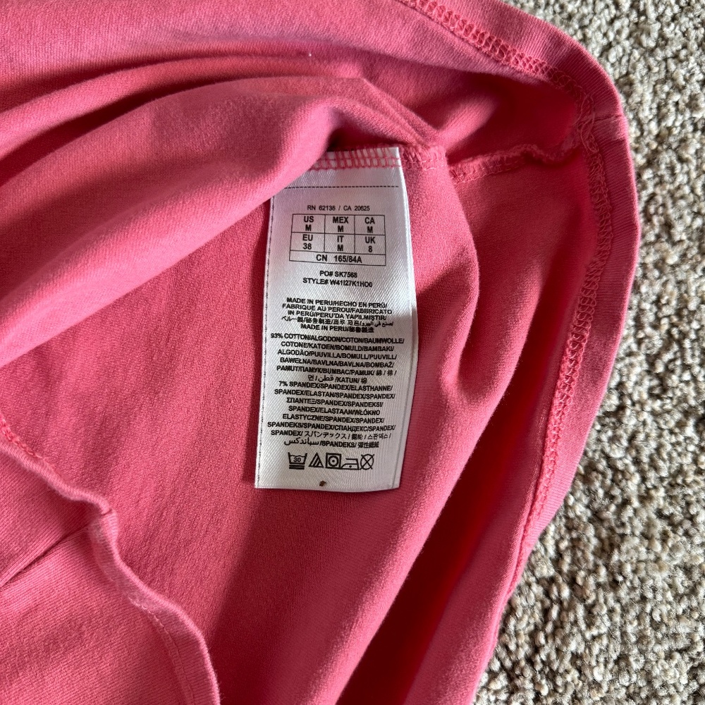 GUESS Bodycon Cap Sleeve Fitted Cutout Tee Medium Coral Sexy Spring Summer Club - Picture 3 of 3